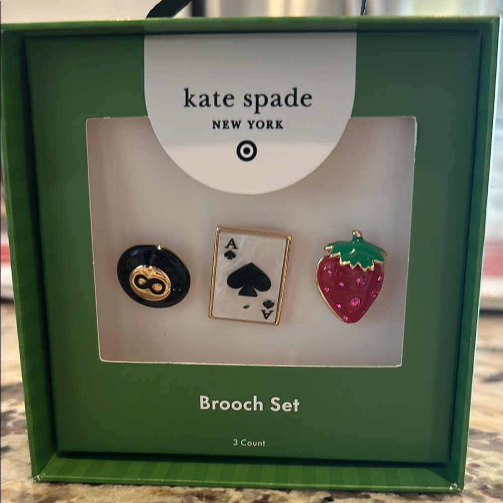 Kate Spade Brooch Set - Black, White, Pink